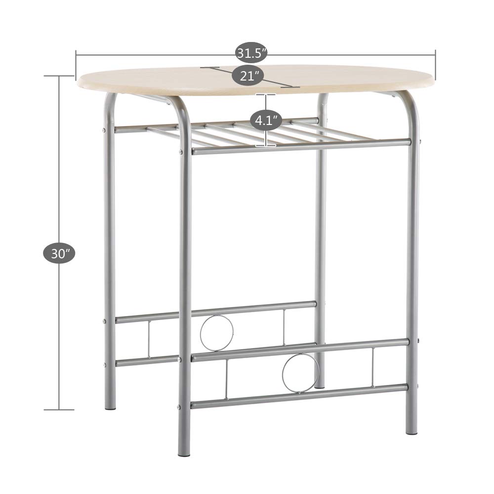 2-Person Breakfast Table Set - 3 Piece Space Saving Bistro Dining Set (1 Table + 2 Chairs) for Small Kitchens, Balconies & Apartments - Natural Wood Compact Cafe Style Furniture for Morning Coffee & Cozy Meals
