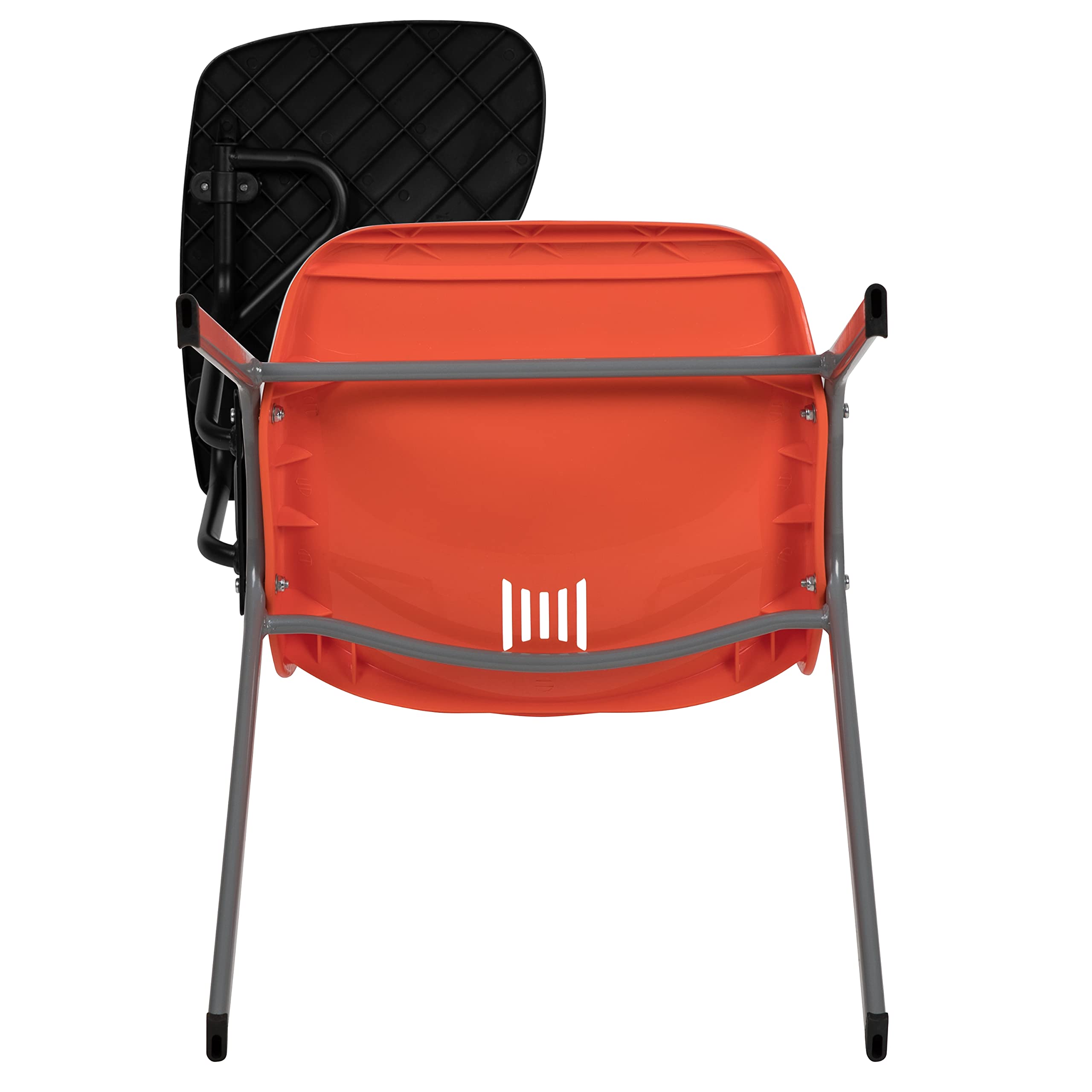 Ergonomic Orange Shell Chair with Right-Handed Flip-Up Tablet Arm - Adjustable Office Desk Chair for Home & Work - Perfect for Studying, Gaming, and Remote Work