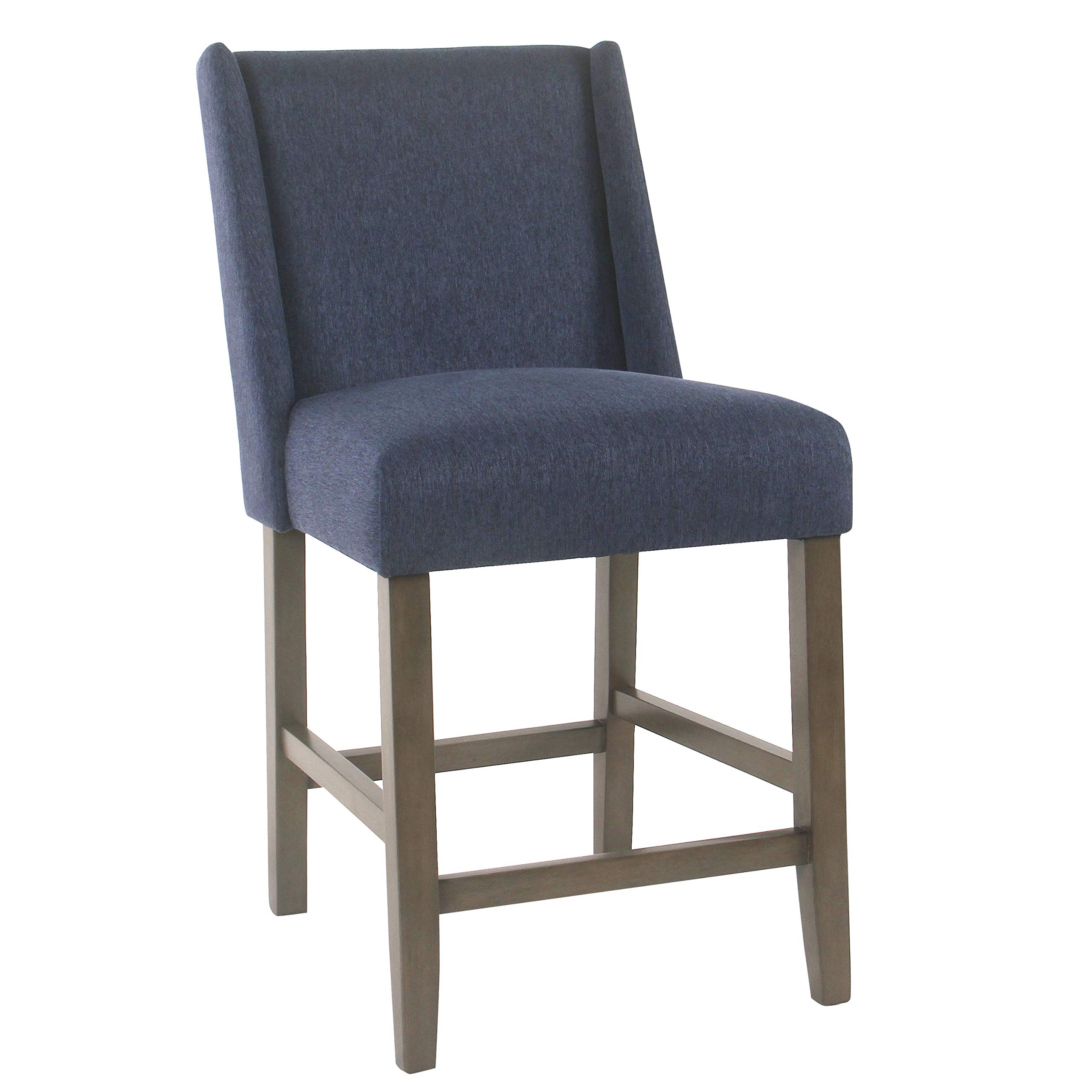 Modern Blue Counter Stool with Back - Homepop Home Decor for Kitchen, Bar & Dining Room - Stylish & Comfortable Counter Height Stool for Home Furniture