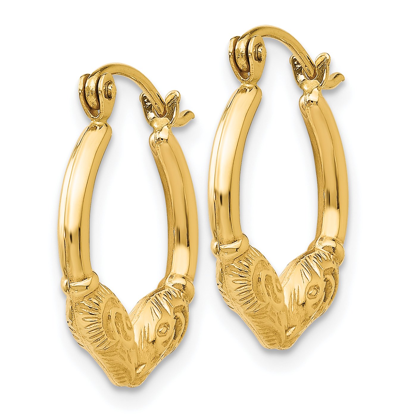 14K Solid Yellow Gold Ram Head Huggie Small Mini Hoop Earrings - Zodiac Aries Jewelry for Women, Dainty Everyday Hoops for Gifts & Special Occasions