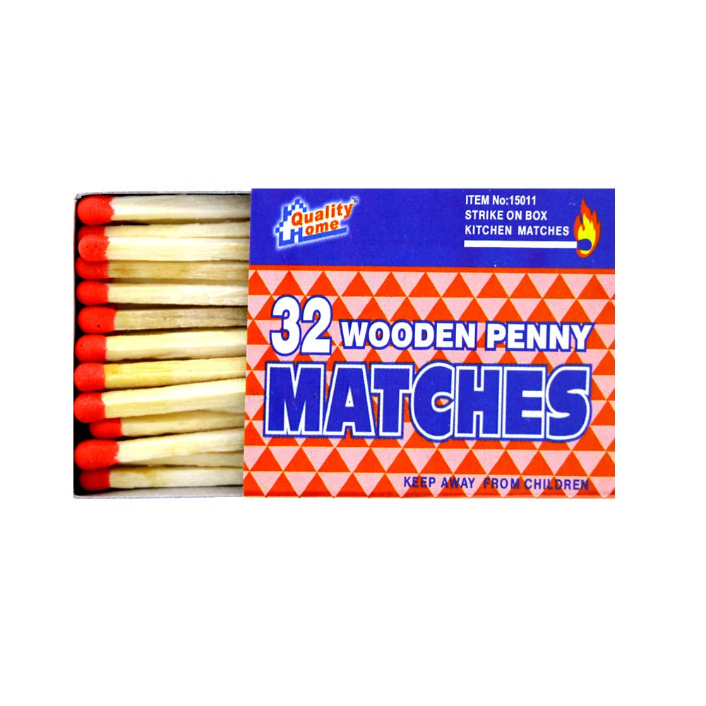 OCD Bargain 32-Count Kitchen Matches - Strike-On-Box Matches for Candles, Camping, Fire Starters & Emergency Use - Perfect for Home, Outdoor Adventures & Survival Kits (80 Matches)