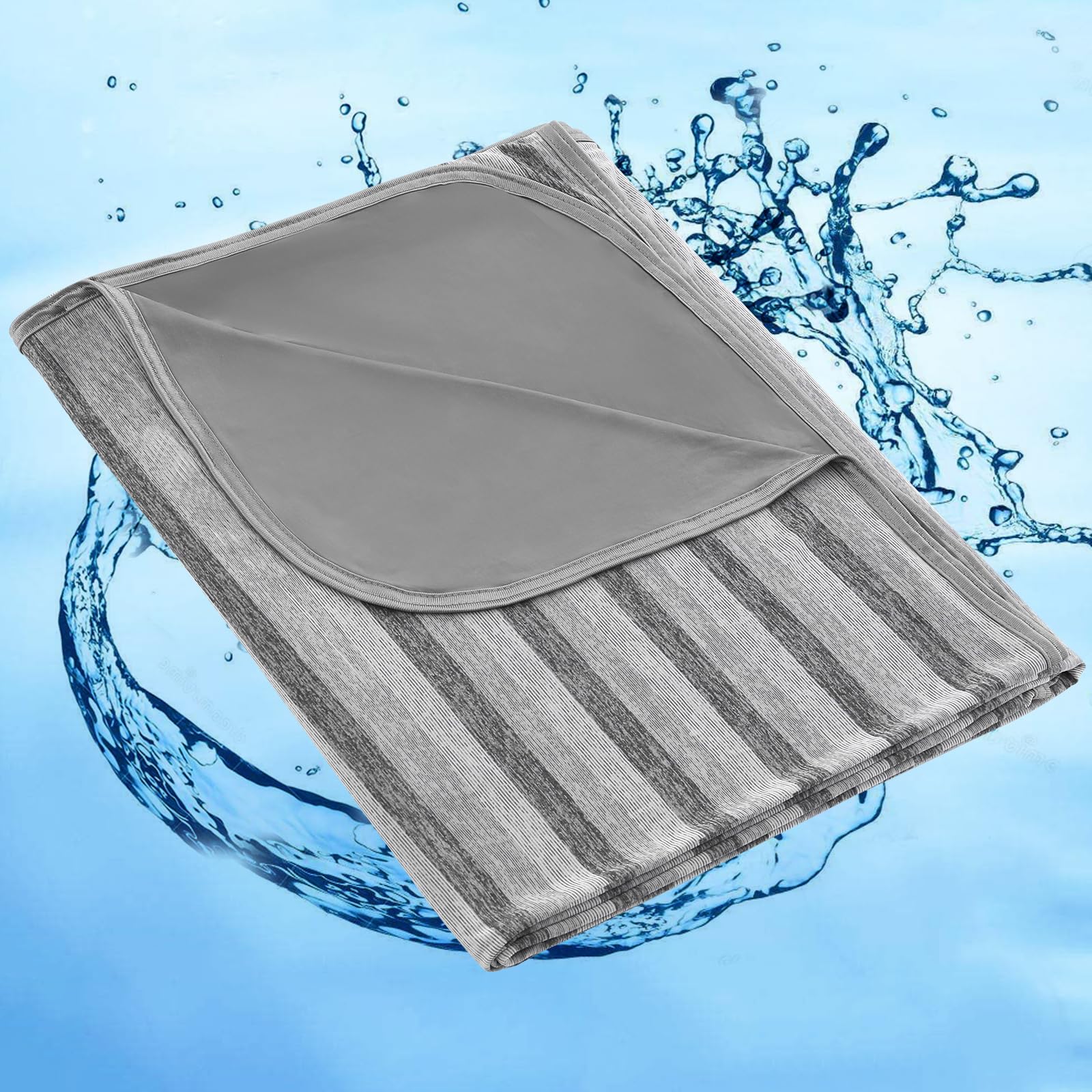 Elegear Dual Sided Cooling Blanket - Striped Design, Arc Chill Q Max > 0.5, Grey - Perfect for Hot Sleepers & Summer Nights