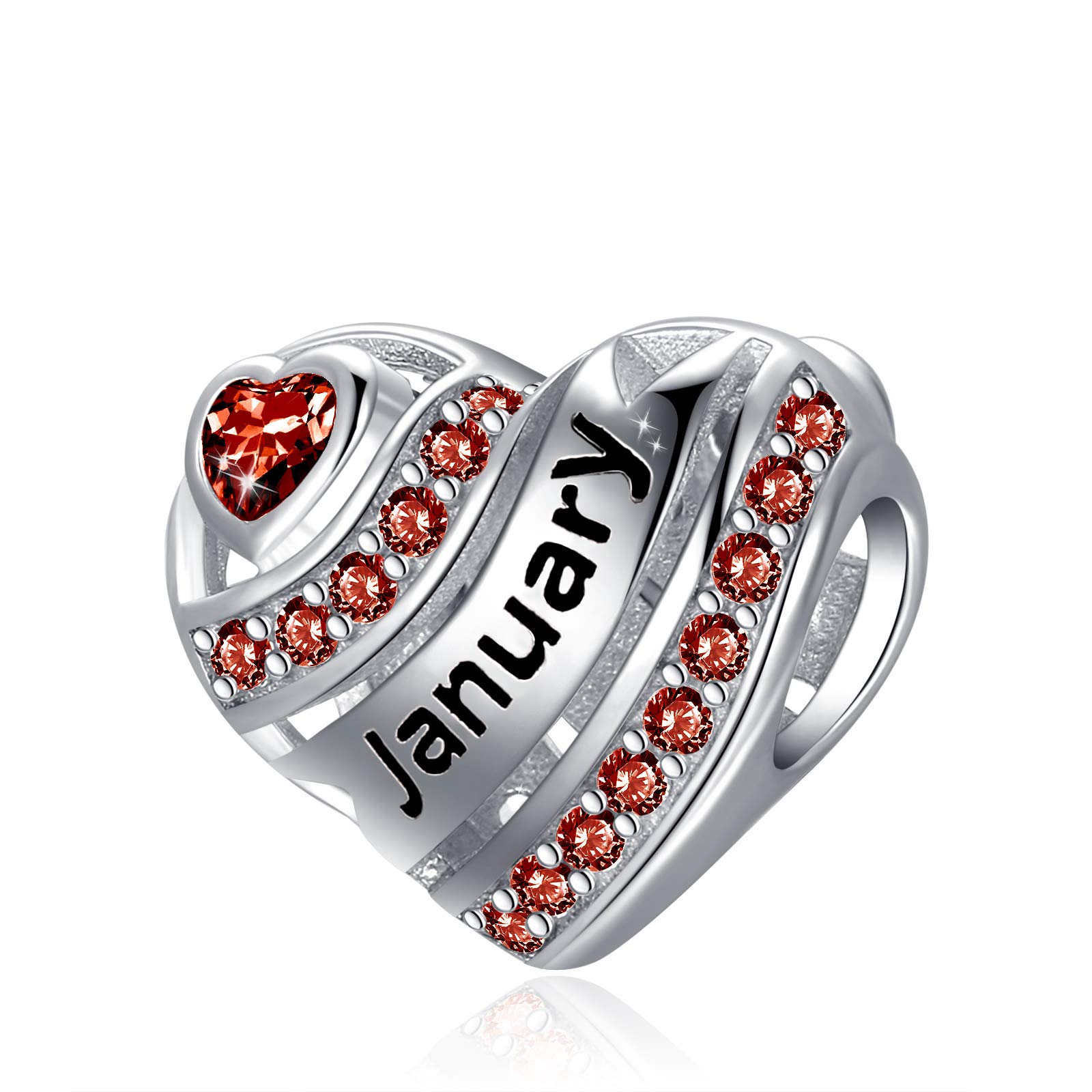 925 Sterling Silver Birthstone Heart Charms - Personalized Charm Bracelet & Necklace Pendants for Women | Romantic Birthday Gifts, Anniversary Presents | Perfect for Jewelry Making, Stackable Bracelets & Sentimental Keepsakes