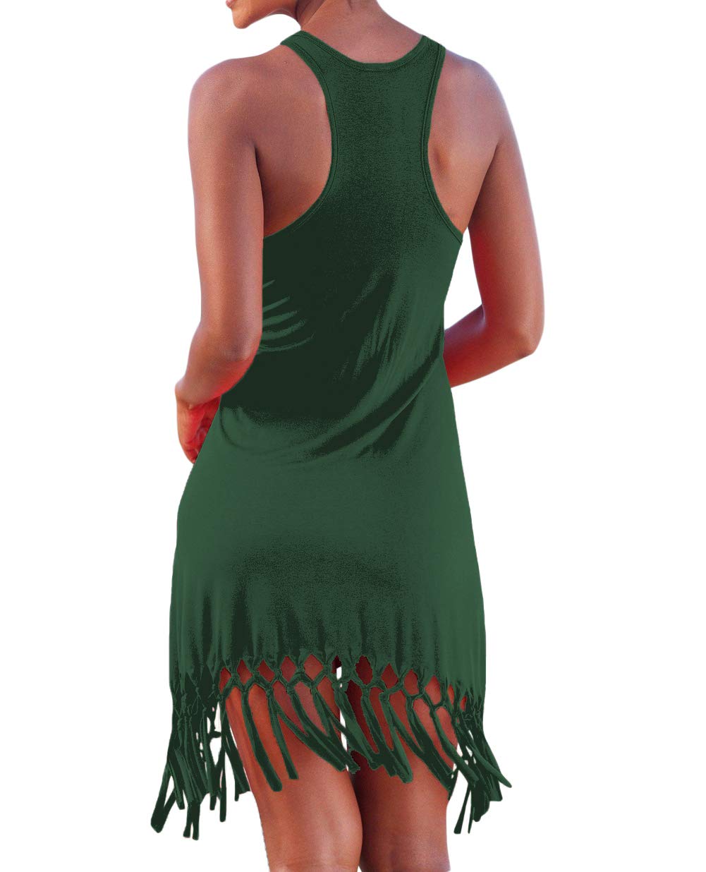 Pinziko Women's Summer Swimsuit Cover Up - Beach Dress Bathing Suit Cover with Fringe for Vacation, Pool Party & Tropical Getaway