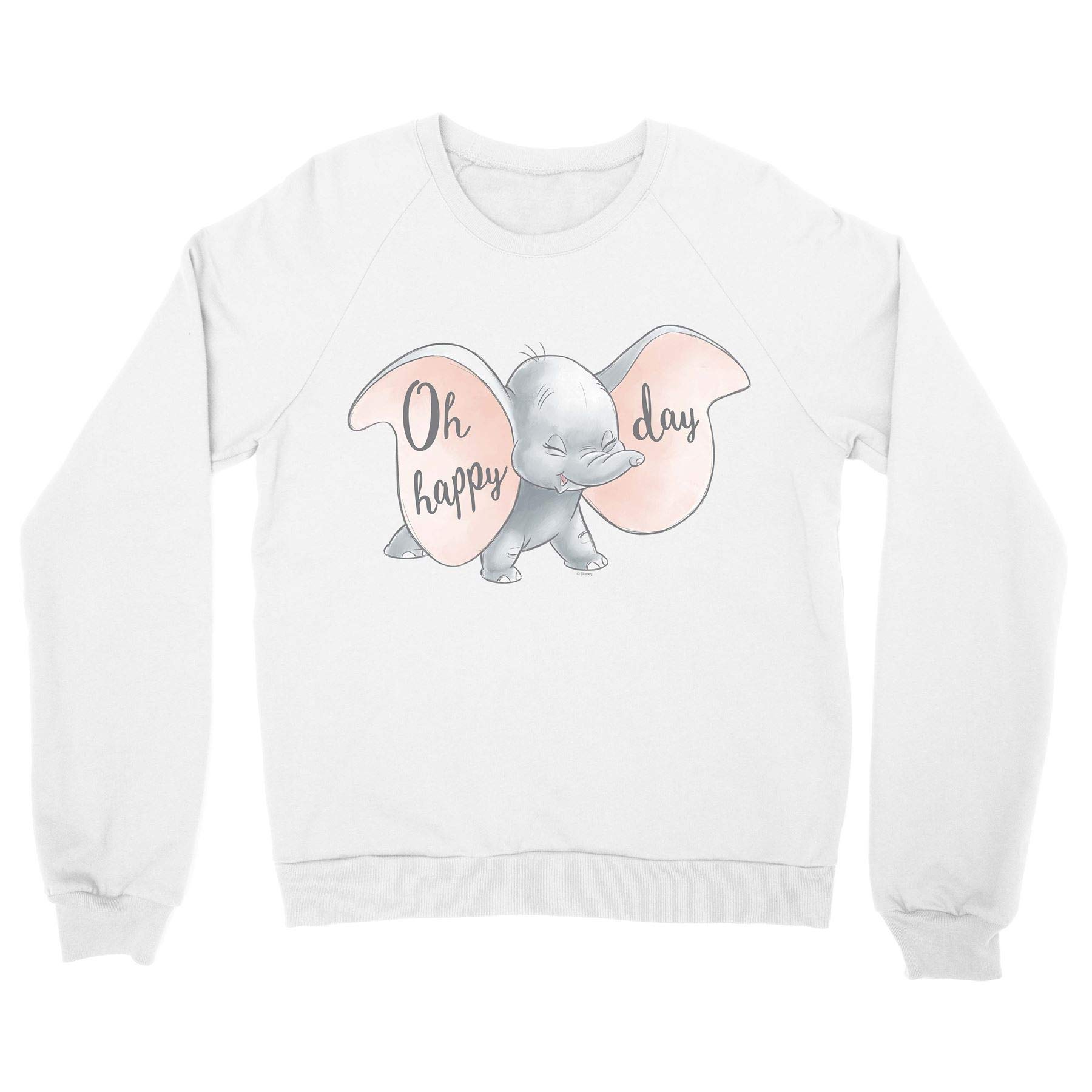 Dumbo Oh Happy Days Unisex White Sweatshirt for Adults | Casual Wear, Disney Inspired Fashion, Comfortable Pullover for Men & Women