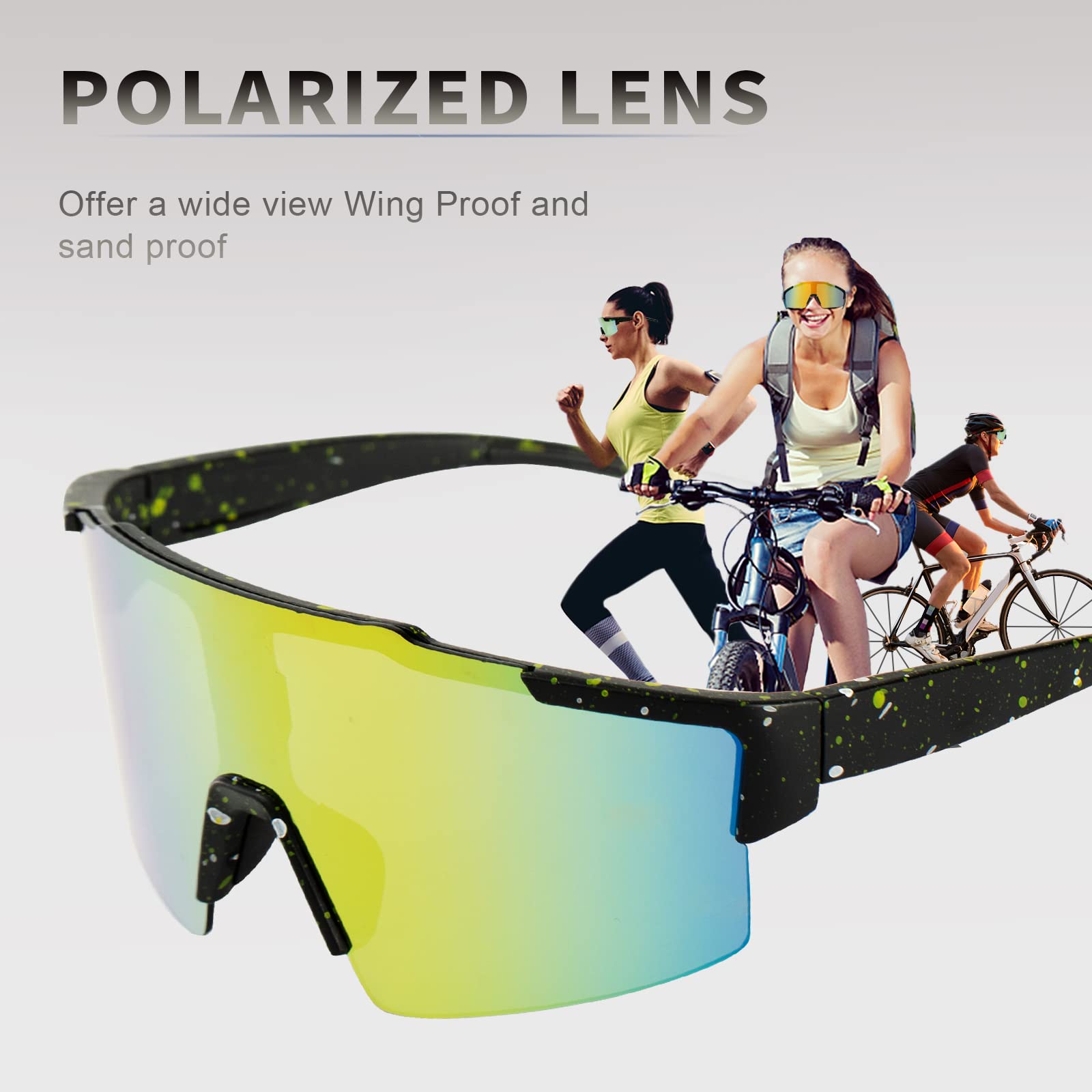 Polarized Sports Sunglasses for Men & Women - UV Protection Cycling, Running, Golf & Fishing Glasses - Perfect for Outdoor Activities & Athletic Performance