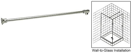 CRL Brushed Nickel Frameless Shower Door Fixed Panel Wall-to-Glass Support Bar for 3/8