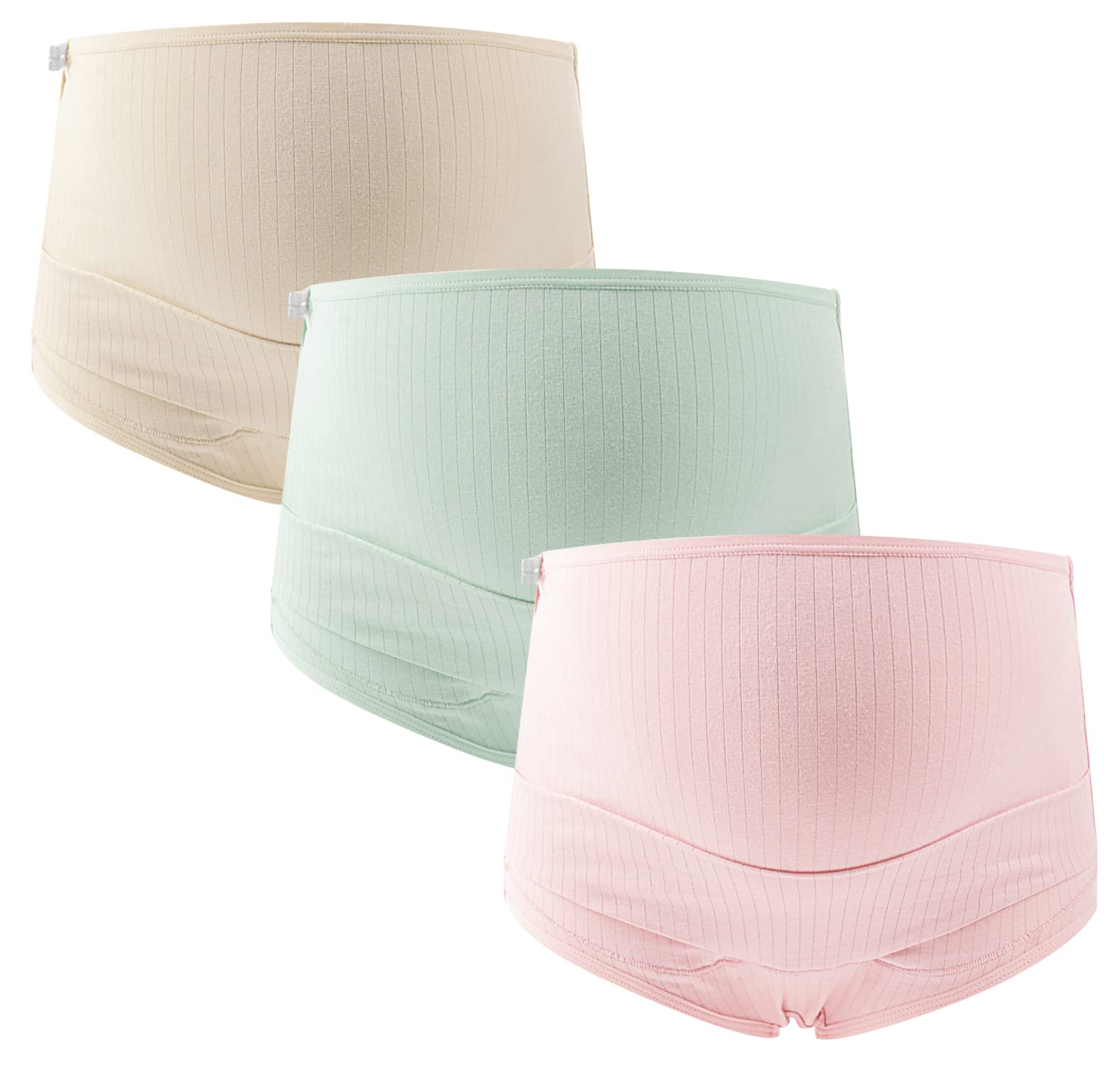 FEOYA Women's Maternity Underwear - Over Bump Cotton Pregnancy Panties, Plus Size High Waist Seamless Briefs (3 Pack) - Comfortable for Everyday Wear, Sleeping & Postpartum Recovery