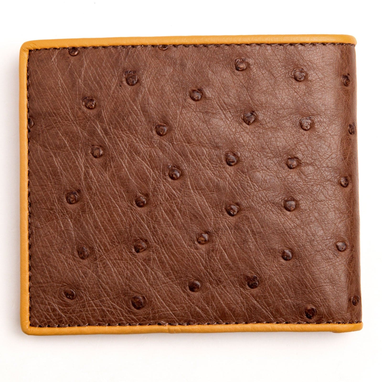 Luxury Dark Brown Two-Tone Ostrich Leather Wallet for Men - Genuine Exotic Skin Bifold Wallet with RFID Protection - Perfect for Business, Travel & Everyday Use