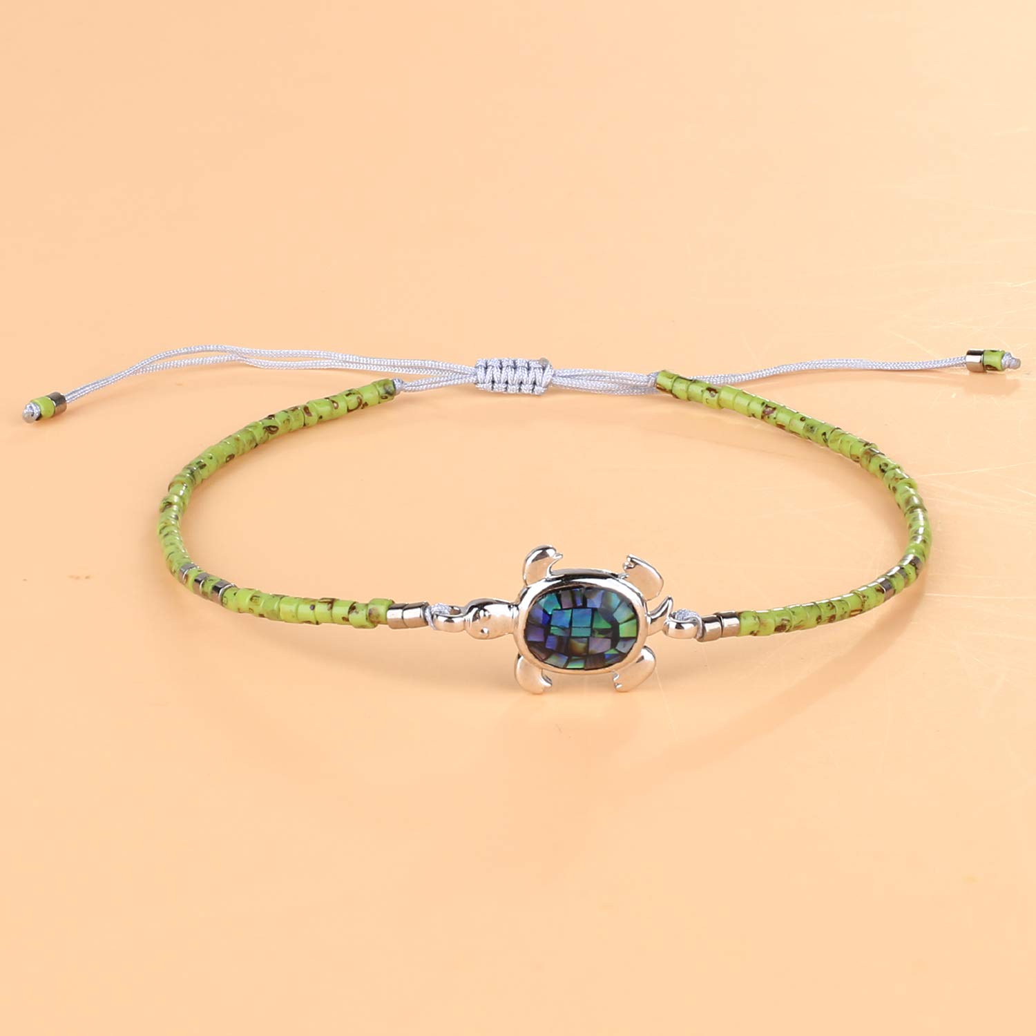KELITCH Crystal Turtle Charm Bracelet - Miyuki Beaded Thin Strand Friendship Bracelet for Women - Multi Color Options - Perfect for Gifts, Boho Style & Everyday Wear