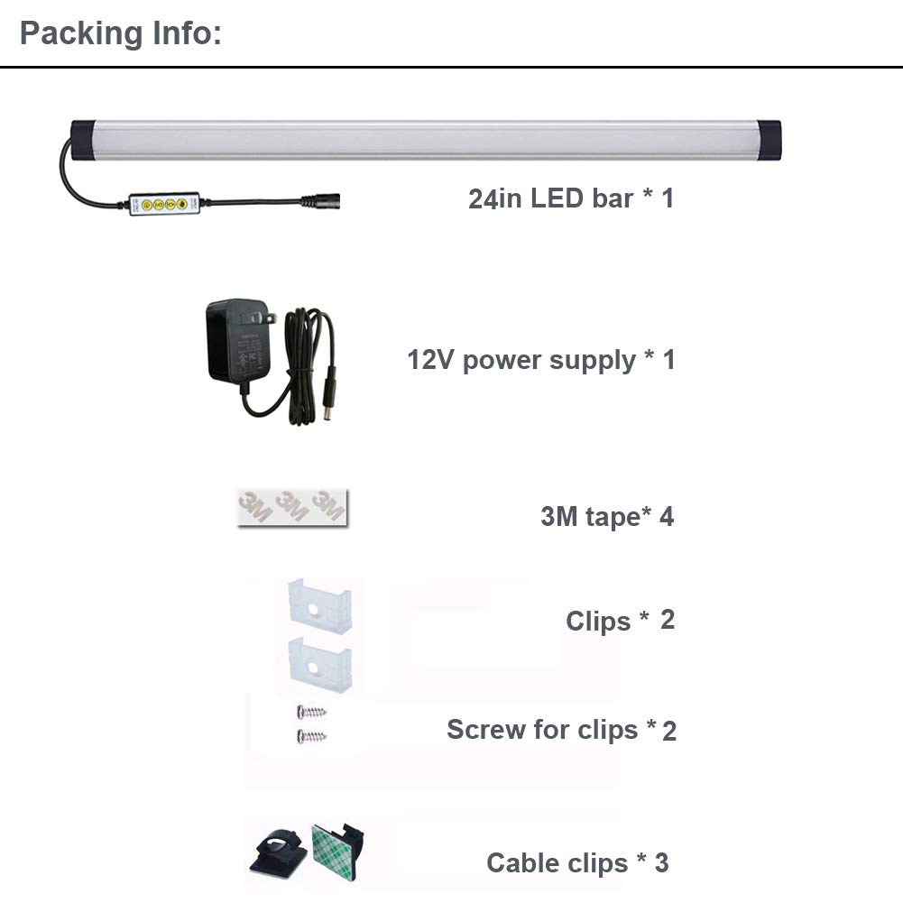 Dimmable RGB LED Under Cabinet Lighting - 24 Inch Multicolor Light Bar with Inline Control for Kitchen, Desk, Room, Cupboard, Hallway, Shelf & Closet | Perfect for Ambient, Task & Accent Lighting