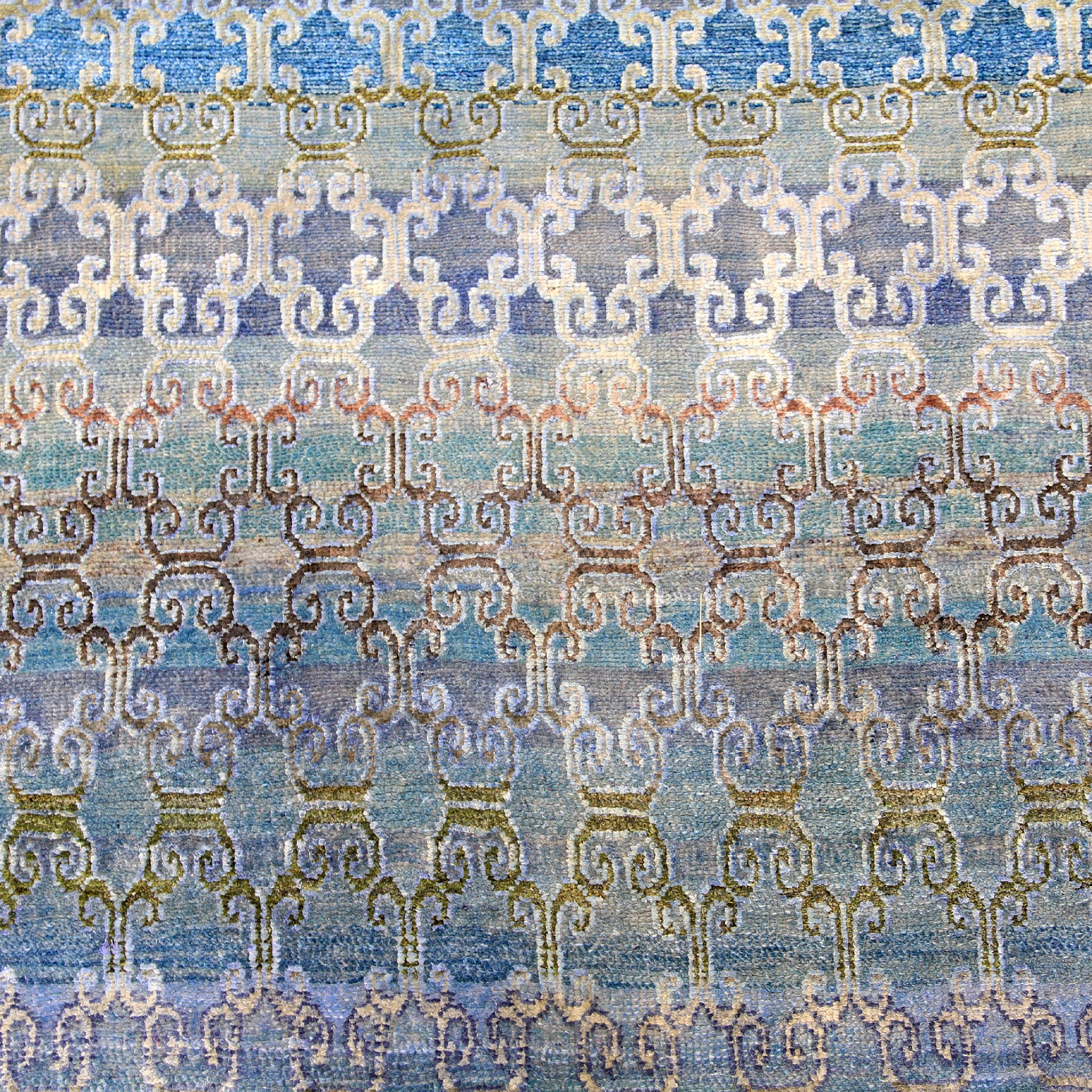 Blue Transitional Wool Silk Blend Rug 7'9 x 10'10 - Soft Luxury Area Rug for Living Room, Bedroom & Office Decor