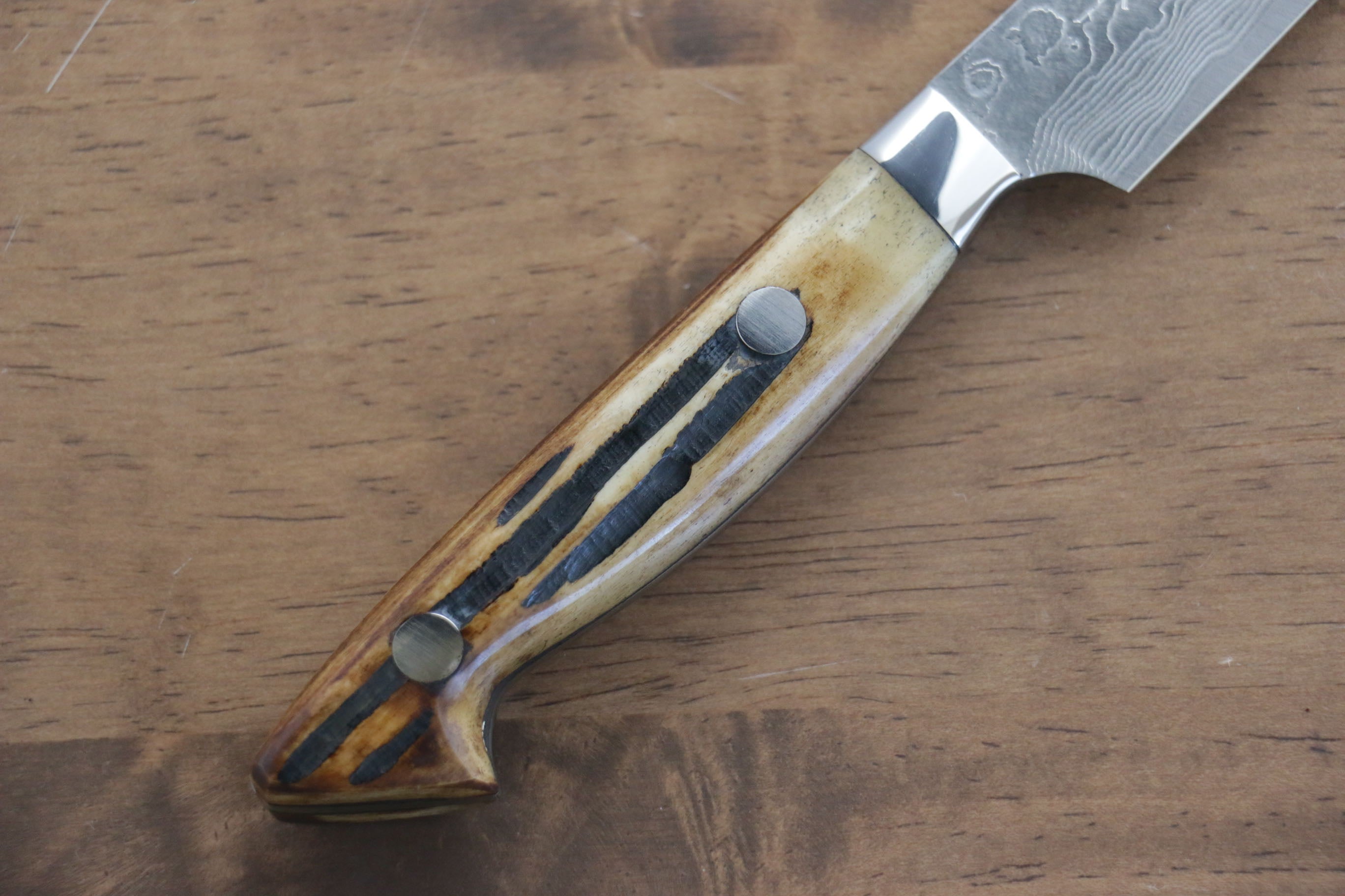 Premium VG10 Damascus Steel Petty Utility Knife 100mm - Japanese Kitchen Knife with Yellow Cow Bone Handle for Slicing, Peeling & Precision Cutting