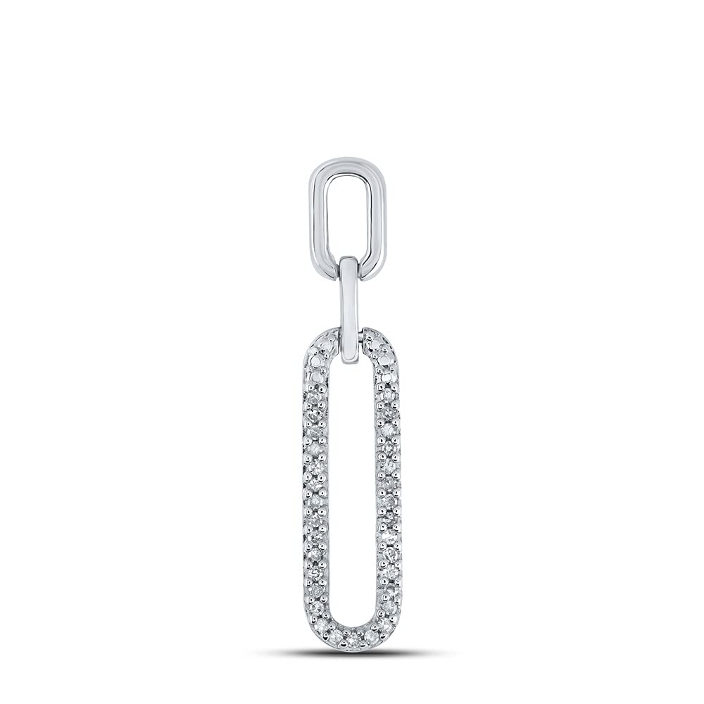 10K White Gold Women's Round Diamond Oblong Fashion Pendant Necklace - 1/8 CTTW - Elegant Jewelry Gift for Anniversary, Birthday & Special Occasions