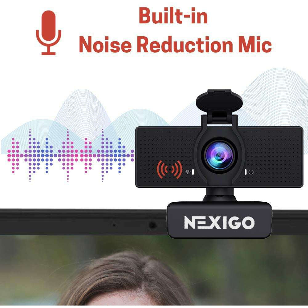 NexiGo N60 1080p HD Webcam with Microphone - USB Plug & Play Web Camera for PC, Laptop, Mac - Perfect for Zoom Meetings, Online Classes, Video Conferencing & Streaming