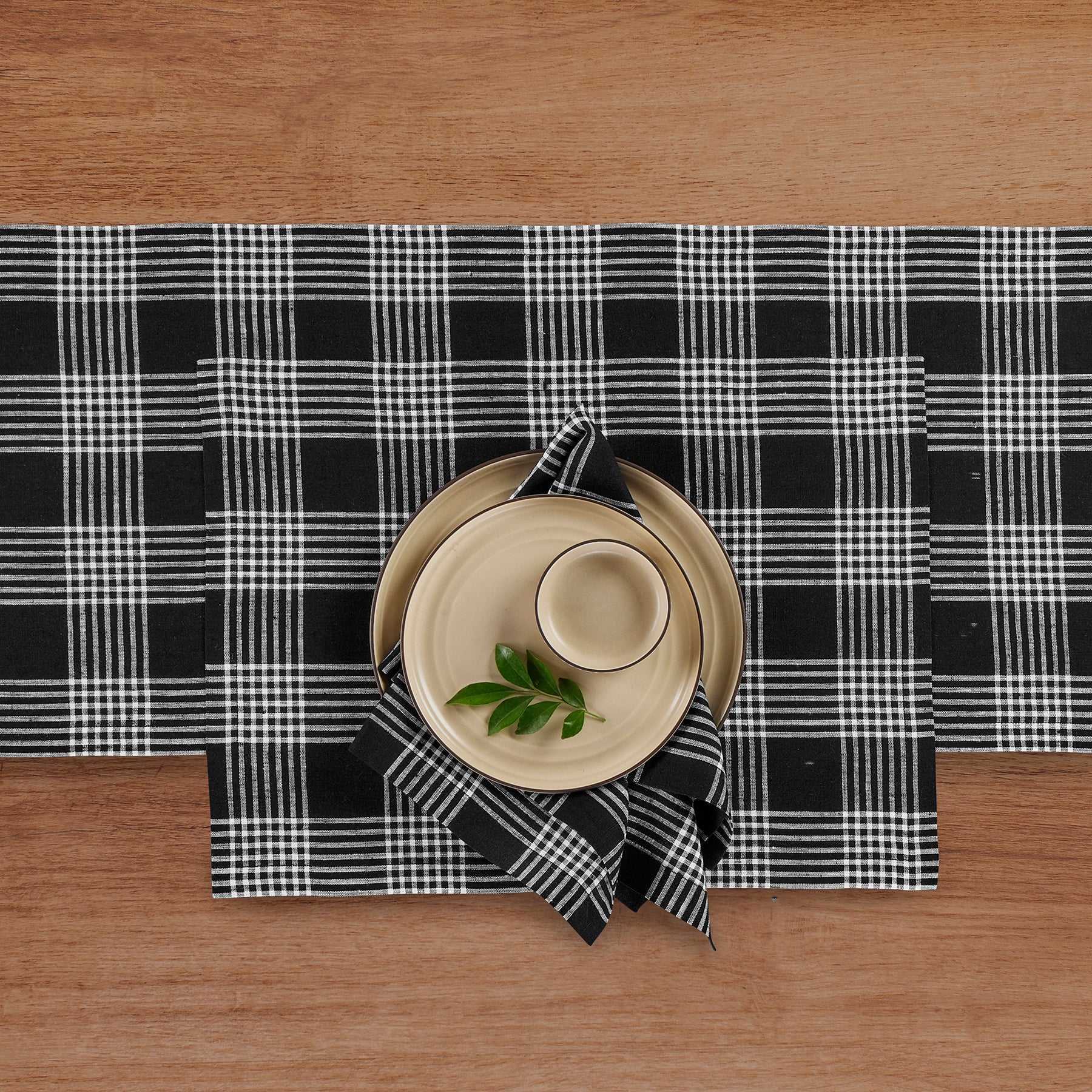Glen Check Napkins Set of 4 - Premium Cotton Linen Table Napkins for Fine Dining, Dinner Parties & Everyday Use