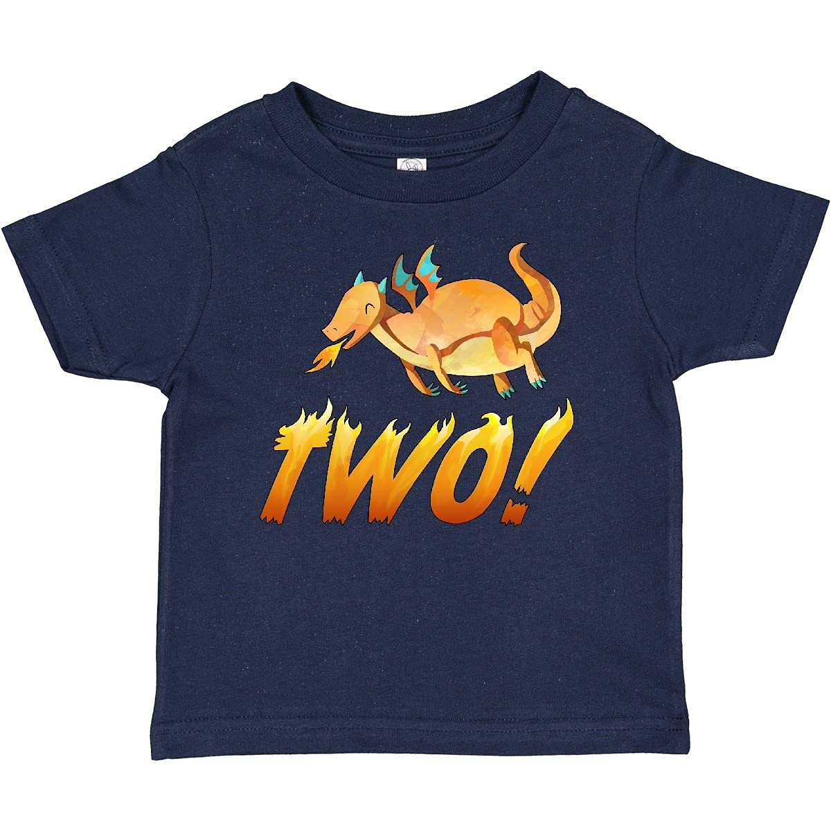inktastic 2 Second Birthday Orange Dragon Breathing Fire Baby T-Shirt - Perfect for Birthday Parties, Photo Shoots & Fun Outfits