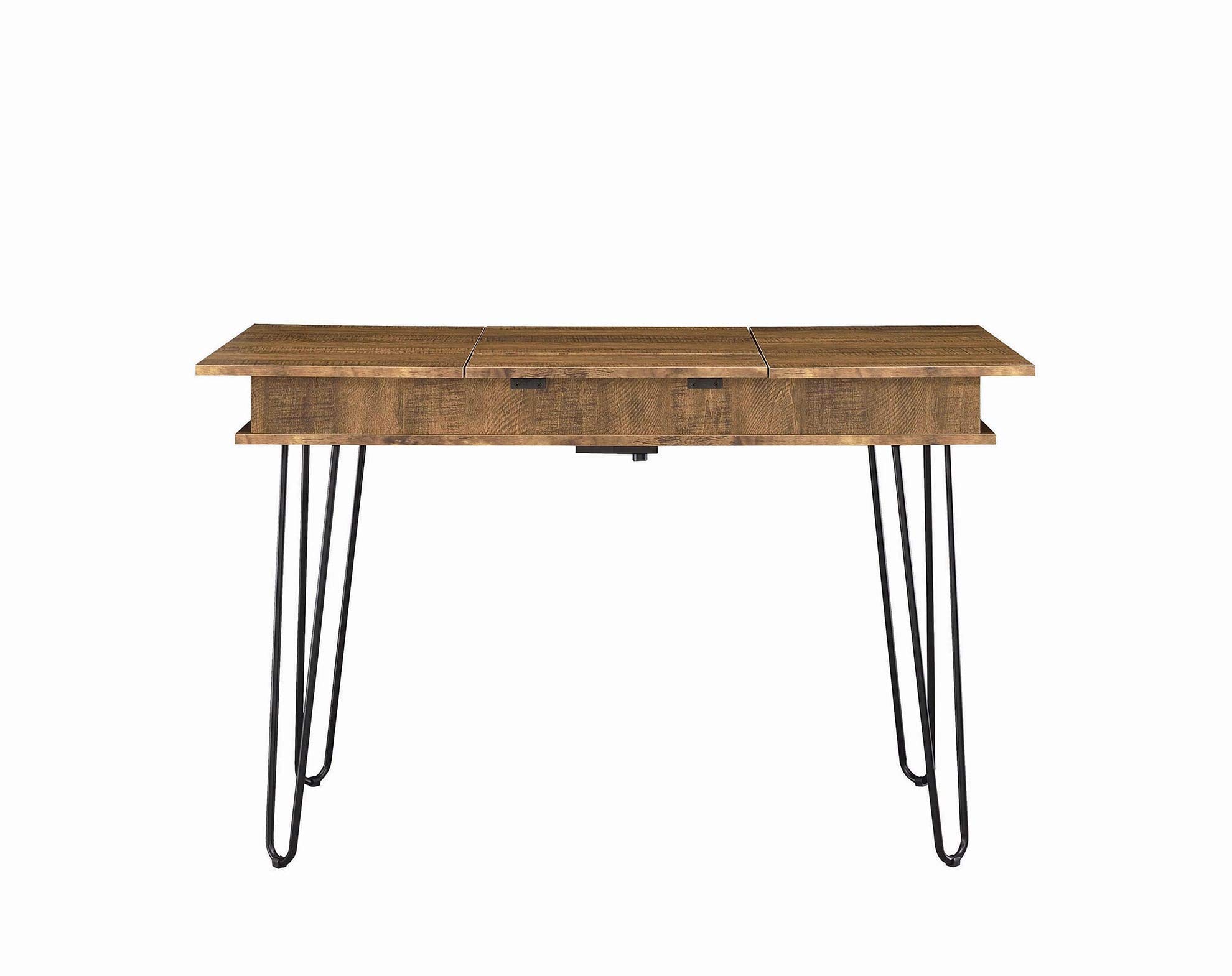 Modern Writing Desk with Hidden Storage & USB Port - Brown Wood Home Office Desk for Small Spaces, Study & Work from Home