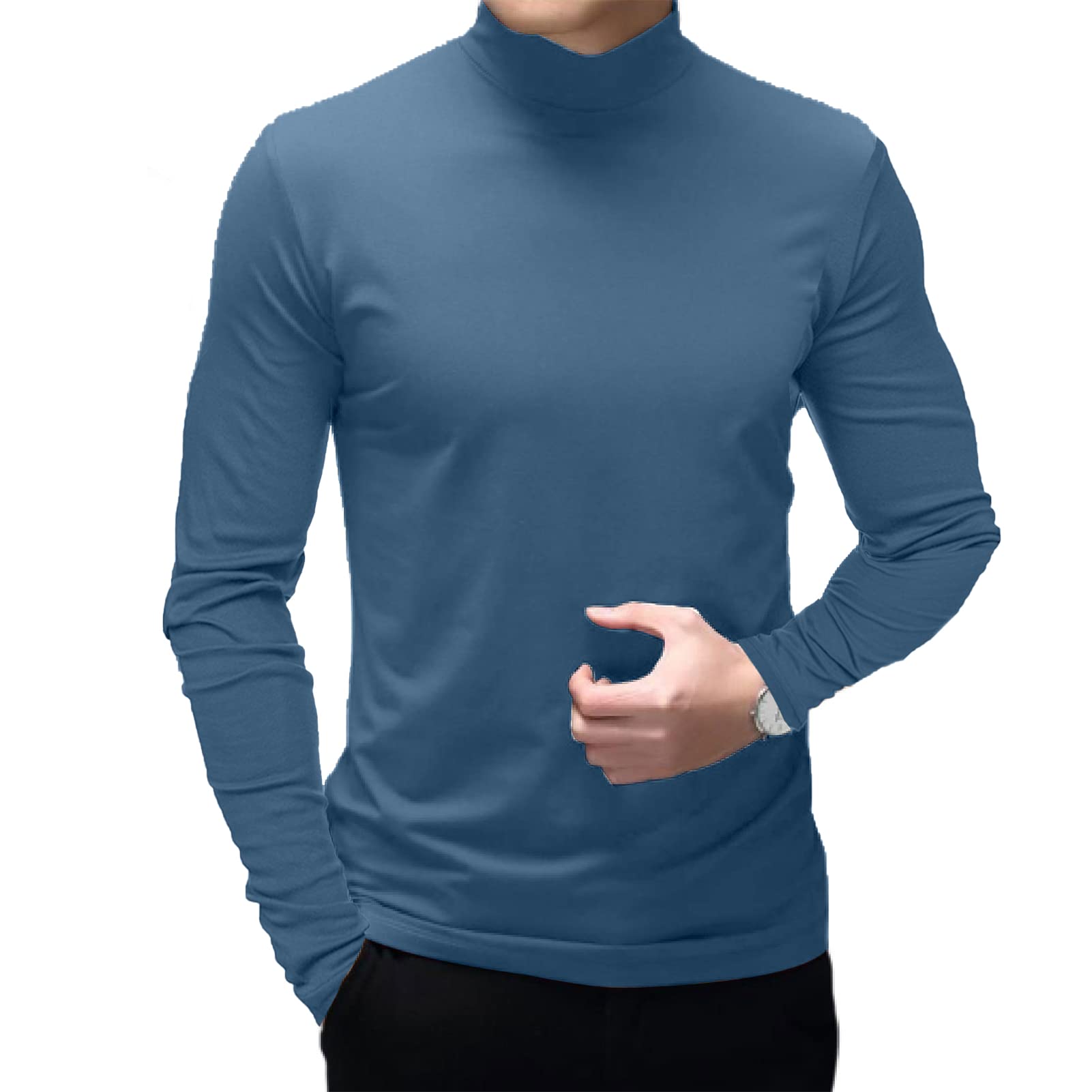 Men's Thermal Mock Turtleneck Long Sleeve Shirt - Slim Fit Stretch Undershirt for Layering, Winter Warmth & Casual Wear | Perfect for Work, Outdoor Activities & Cold Weather Fashion