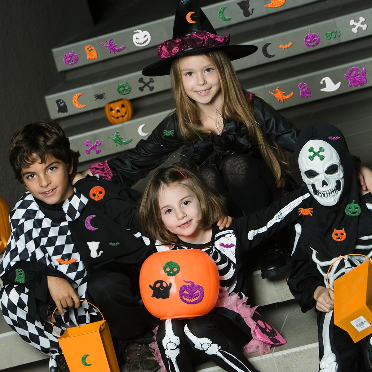 Halloween Foam Stickers for Kids Crafts - 500 Pcs Glitter Stickers for DIY Art Projects, Party Favors & Holiday Decorations - Perfect for Classroom Activities, Scrapbooking & Pumpkin Decorating