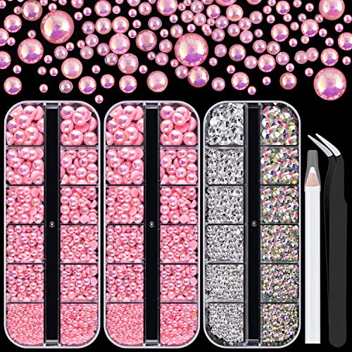 Clear & Ab Crystals + Light Pink Ab Pearls