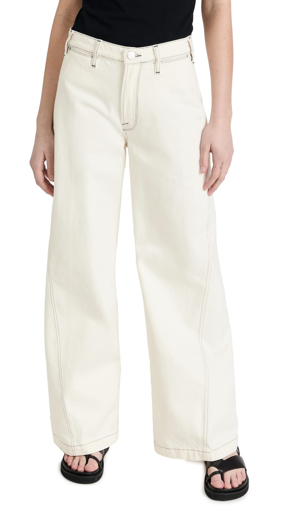 FRAME Women's Le Baggy Palazzo Pants - High Waisted Wide Leg Trousers for Casual & Office Wear | Comfortable Stretch Fabric for Everyday Style