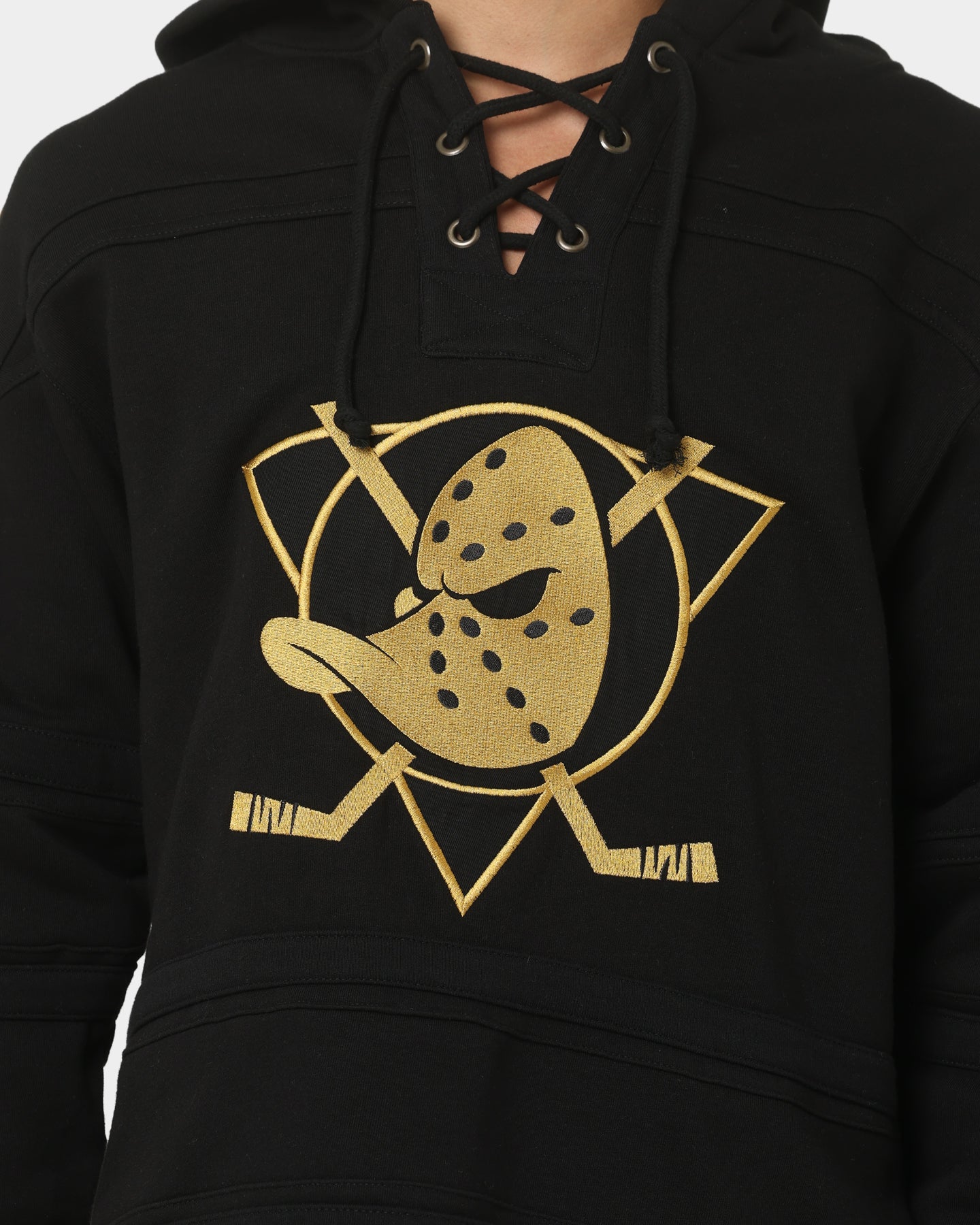 47 Brand Anaheim Ducks Superior Lacer Hoodie Black/Gold - Men's NHL Hockey Team Zip-Up Sweatshirt for Game Day & Casual Wear