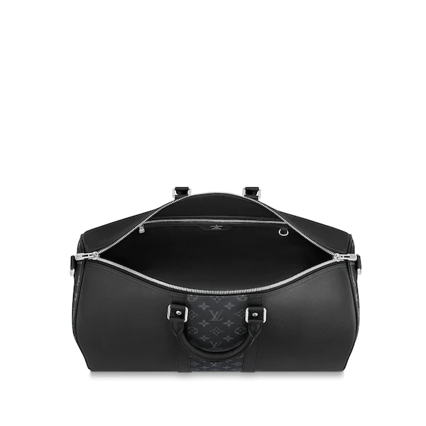 LV Keepall Bandouliere 50 Travel Duffle Bag in Black - Perfect for Weekend Getaways & Business Trips