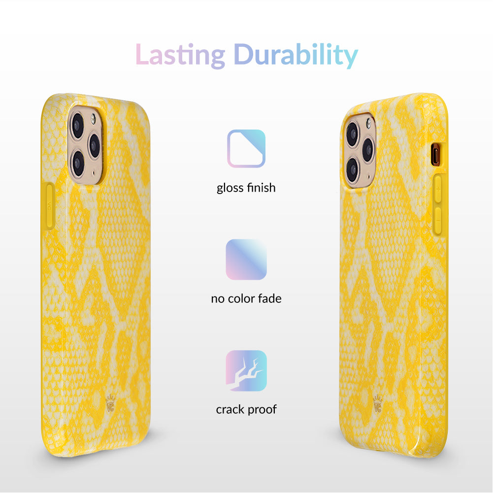 Premium Yellow Snakeskin Pattern iPhone Case - Stylish & Protective Phone Cover for iPhone [Model Numbers] | Perfect for Everyday Use, Travel & Fashion Accessories