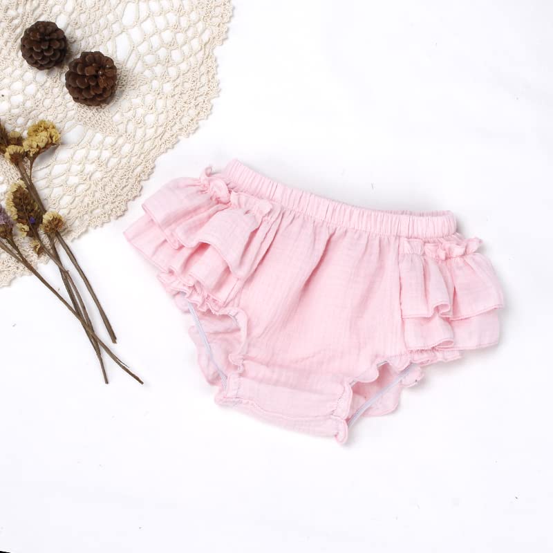 Newborn Baby Girl Cotton Bloomers & Bows Set - Soft Ruffle Shorts, Diaper Covers & Headband - Perfect for Photoshoots, Birthday Outfits & Special Occasions