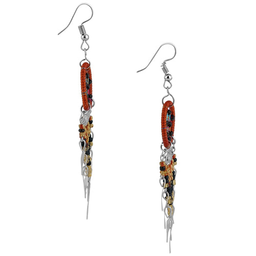 Stainless Steel Dream Catcher Brown Beaded Dangle Earrings for Women - Boho Chic Jewelry for Parties, Weddings & Everyday Wear