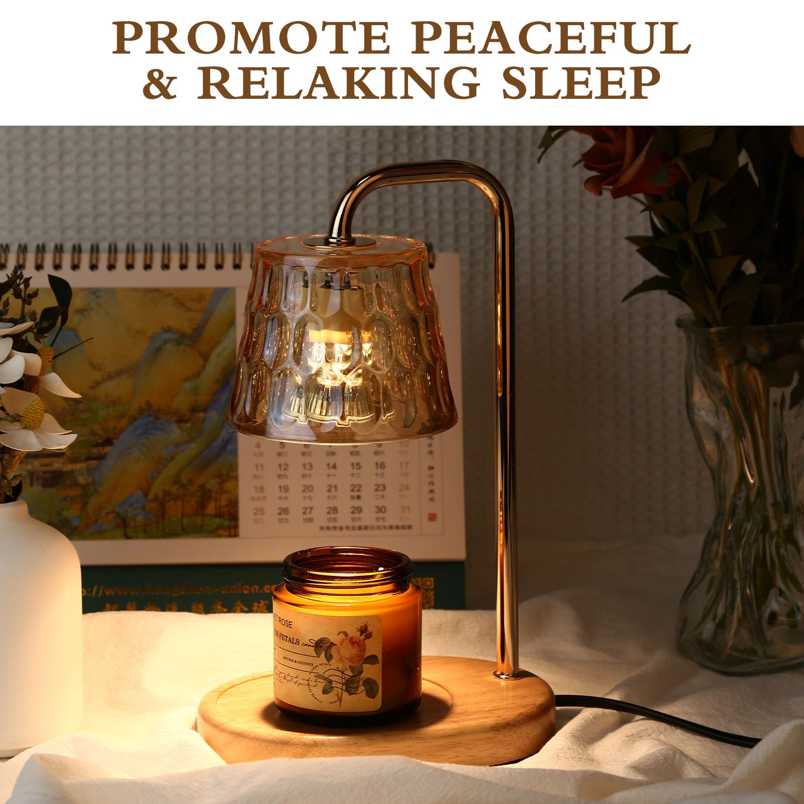 Dimmable Electric Candle Warmer Lamp with Timer - Gold Jar Candle & Wax Melt Warmer for Home Decor, Housewarming Gifts for Women, Mom Birthday & Holidays - Perfect for Aromatherapy, Relaxation & Cozy Ambiance