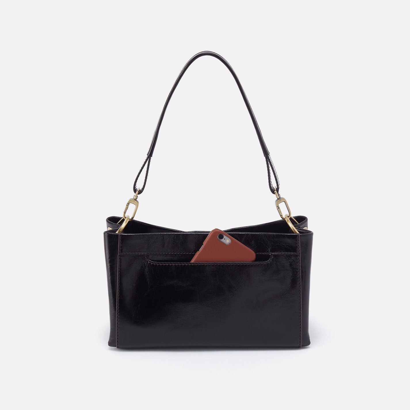 Seneca Shoulder Crossbody Bag in Polished Leather - Black | Stylish Women's Handbag for Work, Travel & Everyday Use