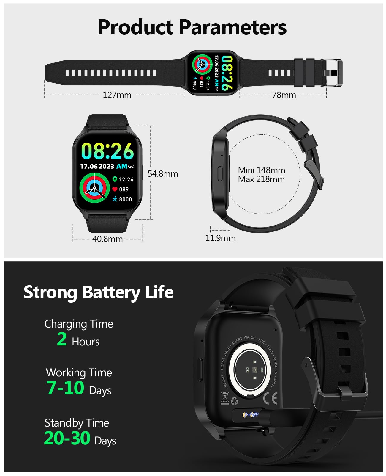 SOUYIE Smart Watch for Men & Women with Call Function, 2.06