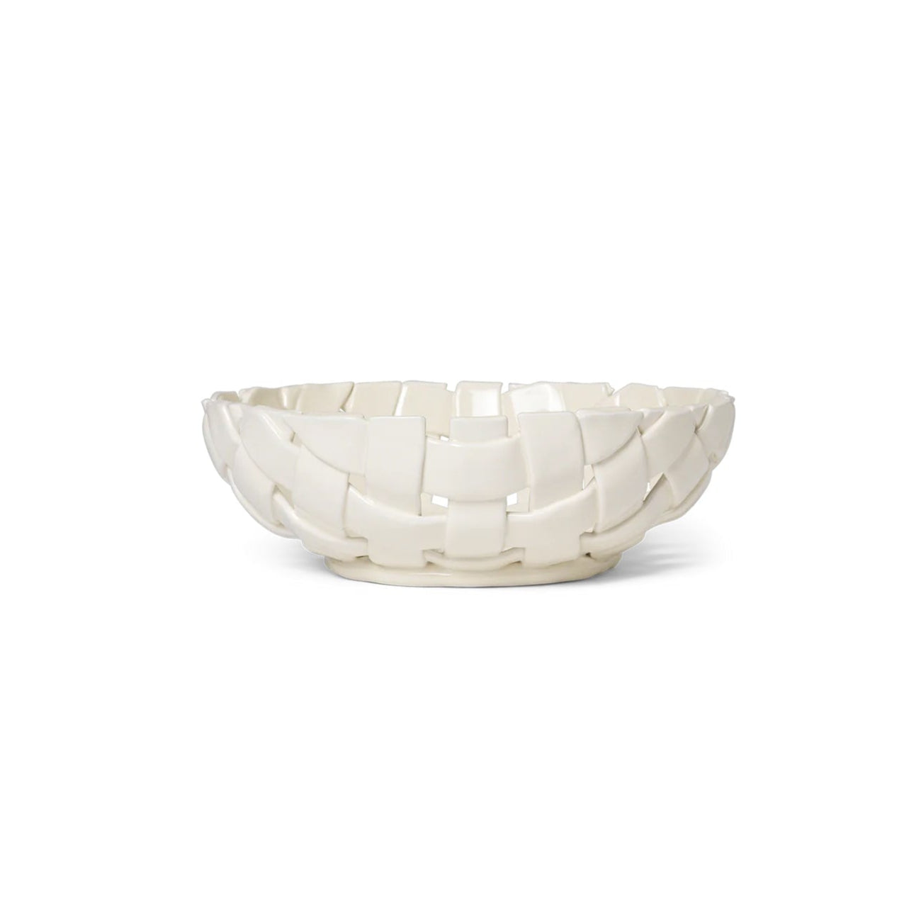 FERM LIVING Braided Ceramic Bowl - 30cm Off White | Handmade Decorative Serving Bowl for Dining, Kitchen & Home Decor
