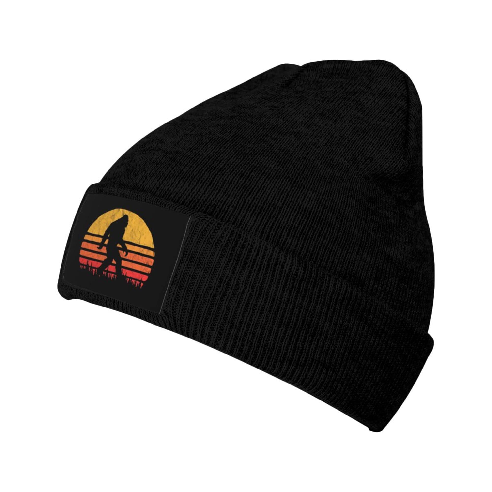 Sunset Bigfoot Winter Beanie Knit Hat for Men & Women - Warm Ribbed Skull Cap for Cold Weather - Perfect for Skiing, Snowboarding & Outdoor Activities