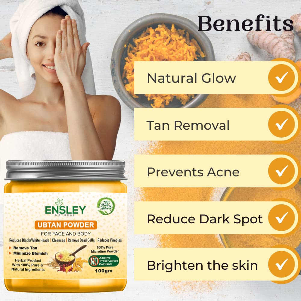 Ensley Natural Kasturi Haldi & Rose Petals Powder with Lemon Peel - 400g Ubtan Pack (4x100g) for Glowing Skin & Ayurvedic Beauty Rituals | DIY Face Mask & Body Scrub