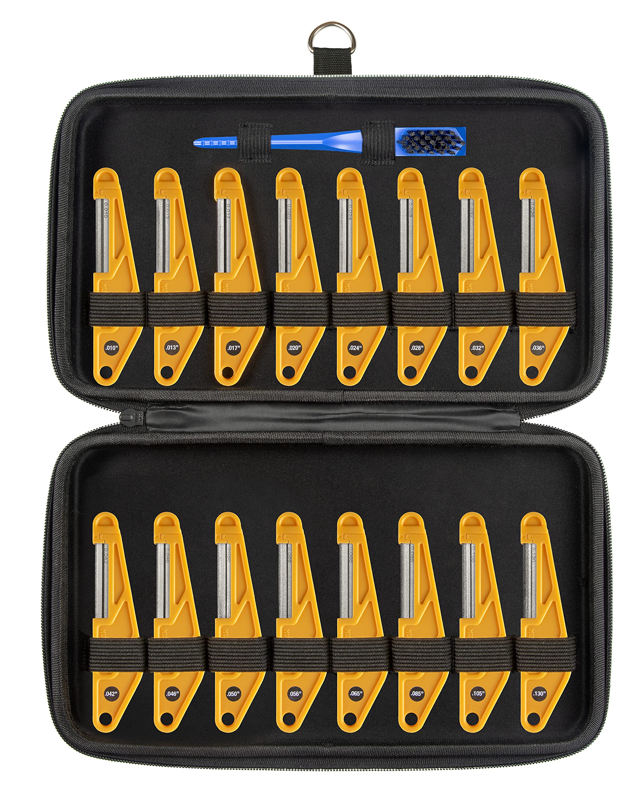 MusicNomad Diamond Coated Nut File Complete 16-Piece Shop Set with Storage Case & Cleaning Brush | Professional Guitar Maintenance Tools for Luthiers and Musicians