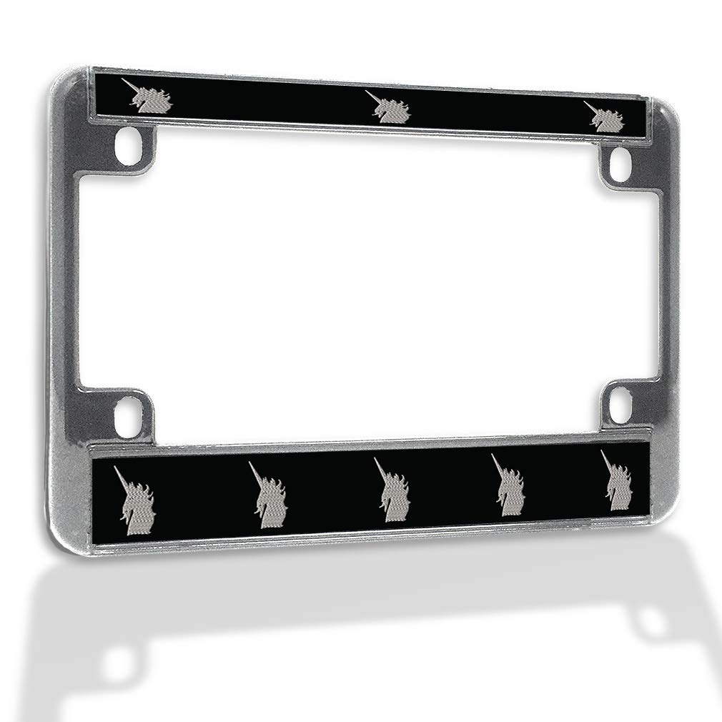 Unicorn Metal Insert Bike License Plate Frame - Weatherproof Motorcycle Accessories with Chrome 4-Hole Solid Insert - Perfect for Motorcycle Enthusiasts & Custom Bike Builders