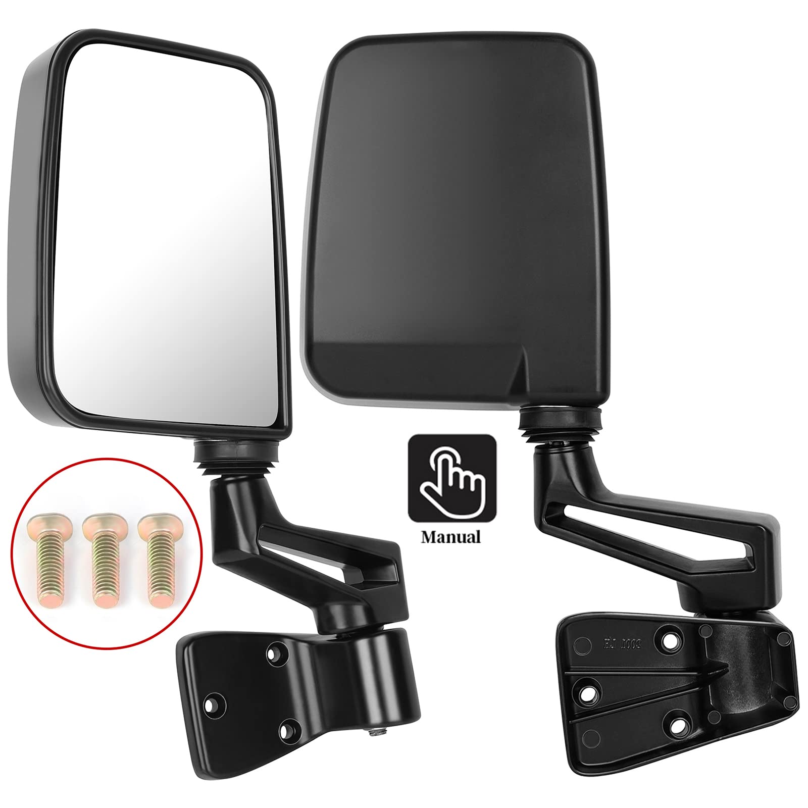 SCITOO Side View Mirrors for Jeep Wrangler (1987-1994, 1995, 1997-2002) - Manual Fold Non-Heated Replacement Mirrors Compatible with Half Door Models | Perfect for Off-Roading, Daily Driving & Jeep Restoration Projects