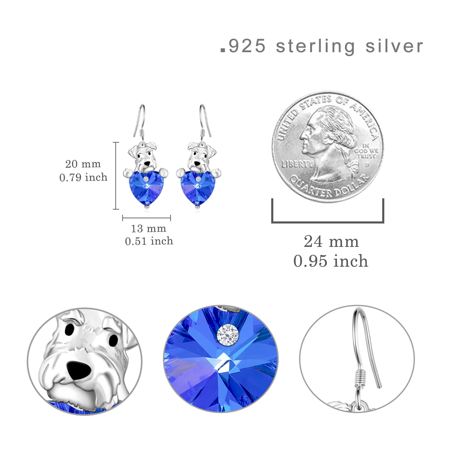 925 Sterling Silver Dog Earrings - Cute Golden Retriever, Schnauzer, German Shepherd, Poodle & Yorkie Dangle Earrings | Perfect Gift for Women Dog Lovers | Great for Casual Wear, Date Nights & Pet-Themed Parties