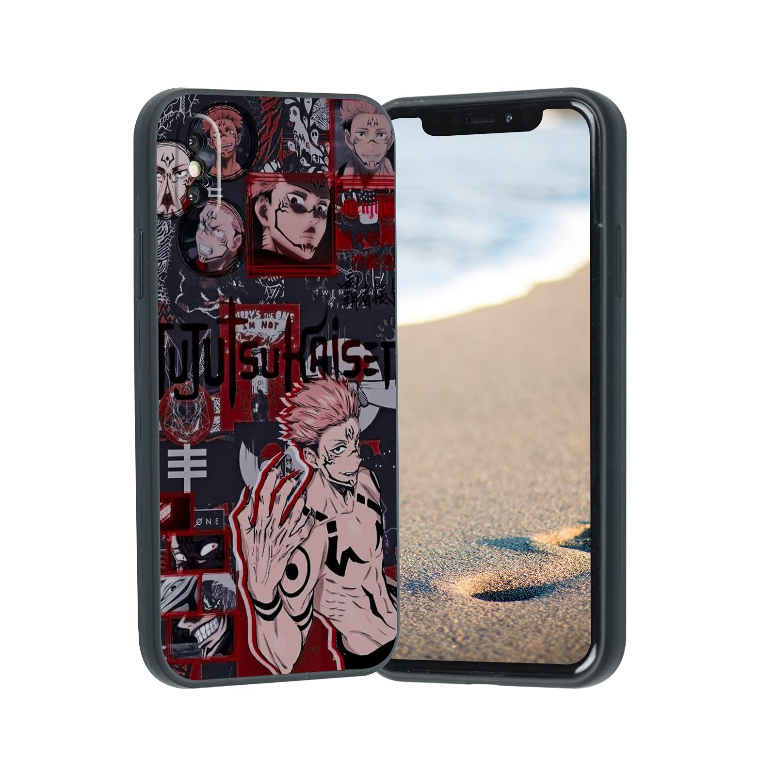 Vivist Anime iPhone XXS Case - Japanese Cute Jujutsu Kaisen Ryomen Sukuna Yuji Itadori Soft Silicone Cover | Cartoon Anime Design for Men, Women & Teens | Perfect for Anime Fans & Gift Giving