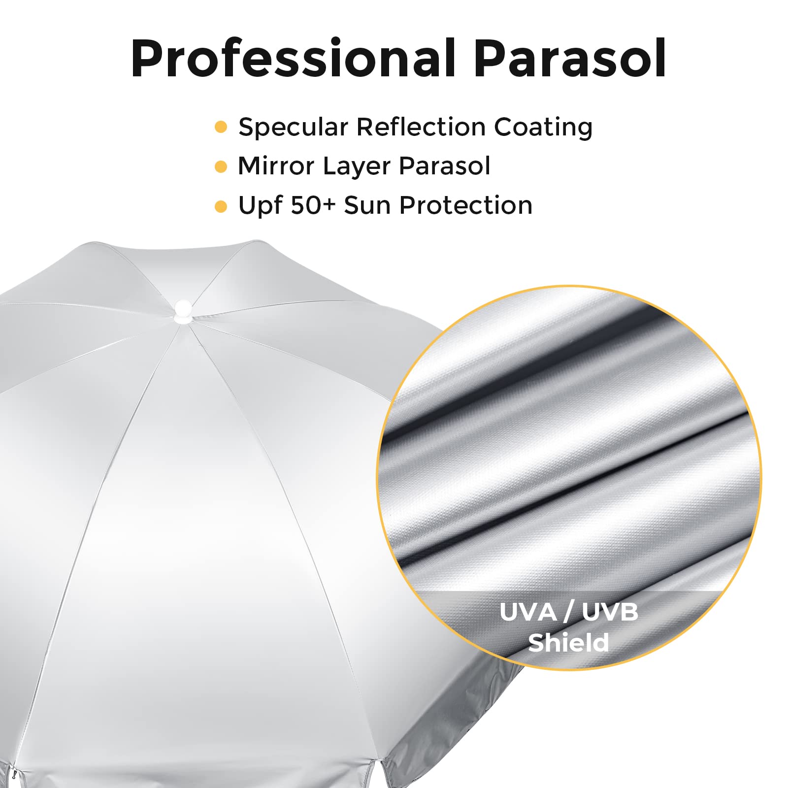 G4Free UPF 50+ Universal Adjustable Clamp-On Umbrella for Outdoor UV Protection - Fits Strollers, Wheelchairs, Patio Chairs & Golf Carts - Perfect for Beach, Picnics, Camping & Backyard Relaxation