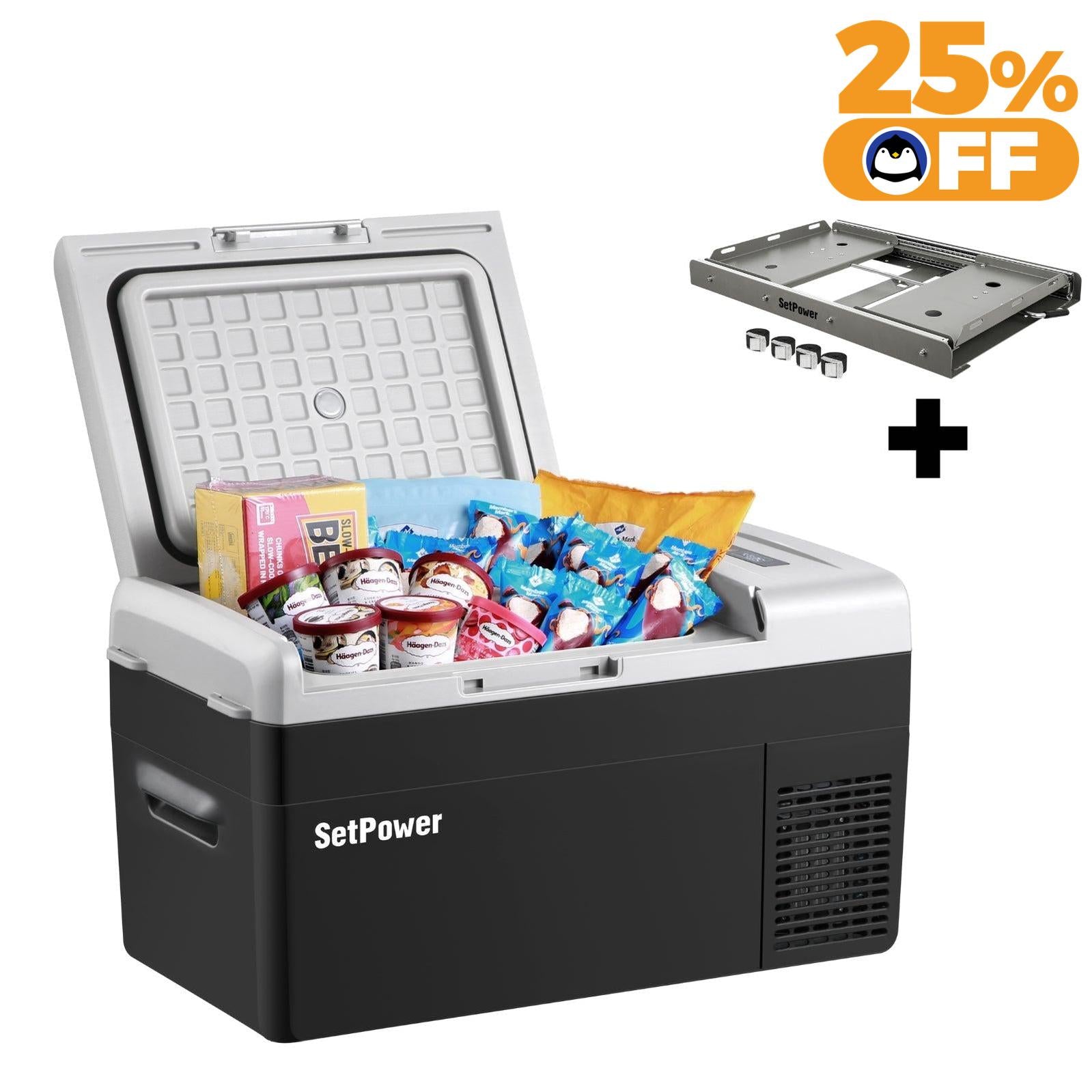 Setpower FC15 FC20 12V Portable Electric Cooler Fridge - Compact Mini Car Freezer for Camping, Road Trips & Outdoor Adventures