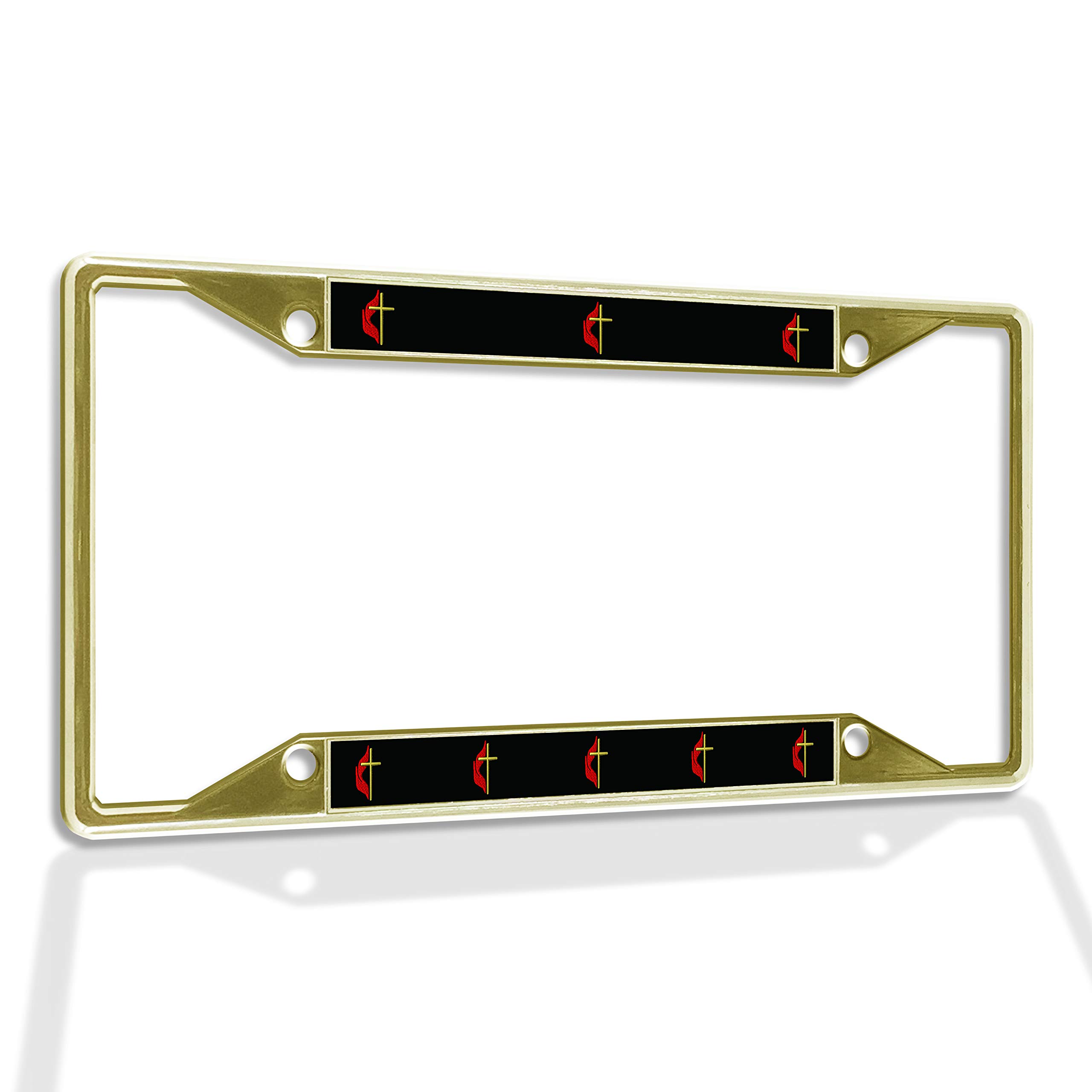 Premium Metal Insert License Plate Frame - Weatherproof & Durable Car Accessory with 4 Solid Gold Holes - Perfect for Methodist Church Members & Car Enthusiasts - Ideal for Customizing Vehicles & Showing Faith