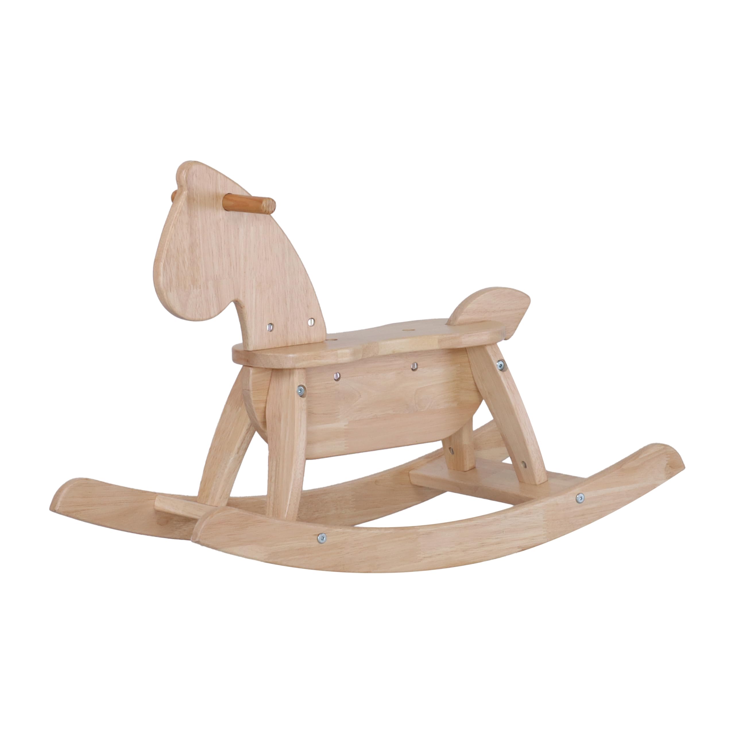 Natural Wooden Rocking Horse for Toddlers Ages 2-4 | Durable Rubberwood with Enhanced Rocking Base & Smooth Finish | Foldable Design for Easy Storage | Perfect Nursery Decor & Imaginative Play Toy