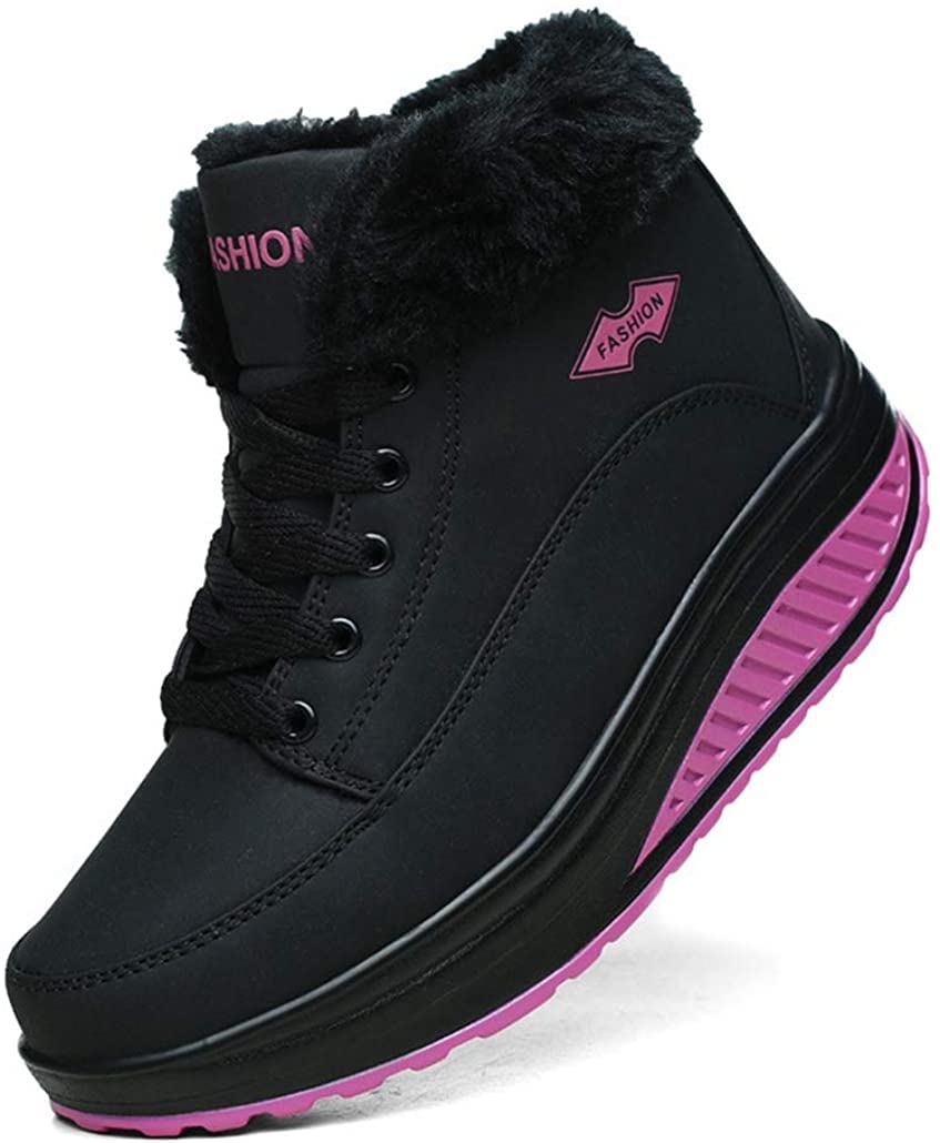 Women's Waterproof Winter Snow Boots - Round Toe Lace-Up Fashion Sneakers with Platform for Warmth | Outdoor, Hiking & Snow Activities