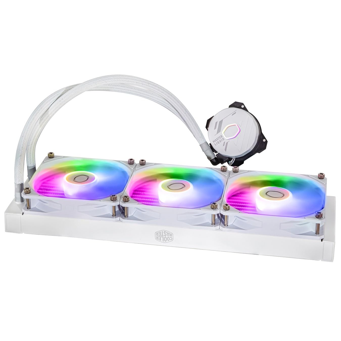 Cooler Master MasterLiquid 360L Core ARGB (2023) White CPU Liquid Cooler - Dual Chamber Pump, 360mm Radiator, 3x 120mm ARGB Fans, Compatible with Intel LGA 1700 & AMD AM5 - Perfect for Gaming PC Builds & High-Performance Cooling
