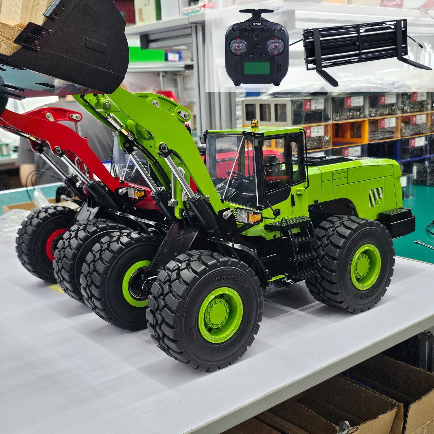 1/14 Scale RC Metal Hydraulic Loader WA480 - Remote Control Construction Toy with Quick Coupler, Fork Bucket, Lights & Sound - ST8 Radio System - Perfect for Construction Enthusiasts and Kids Outdoor Play