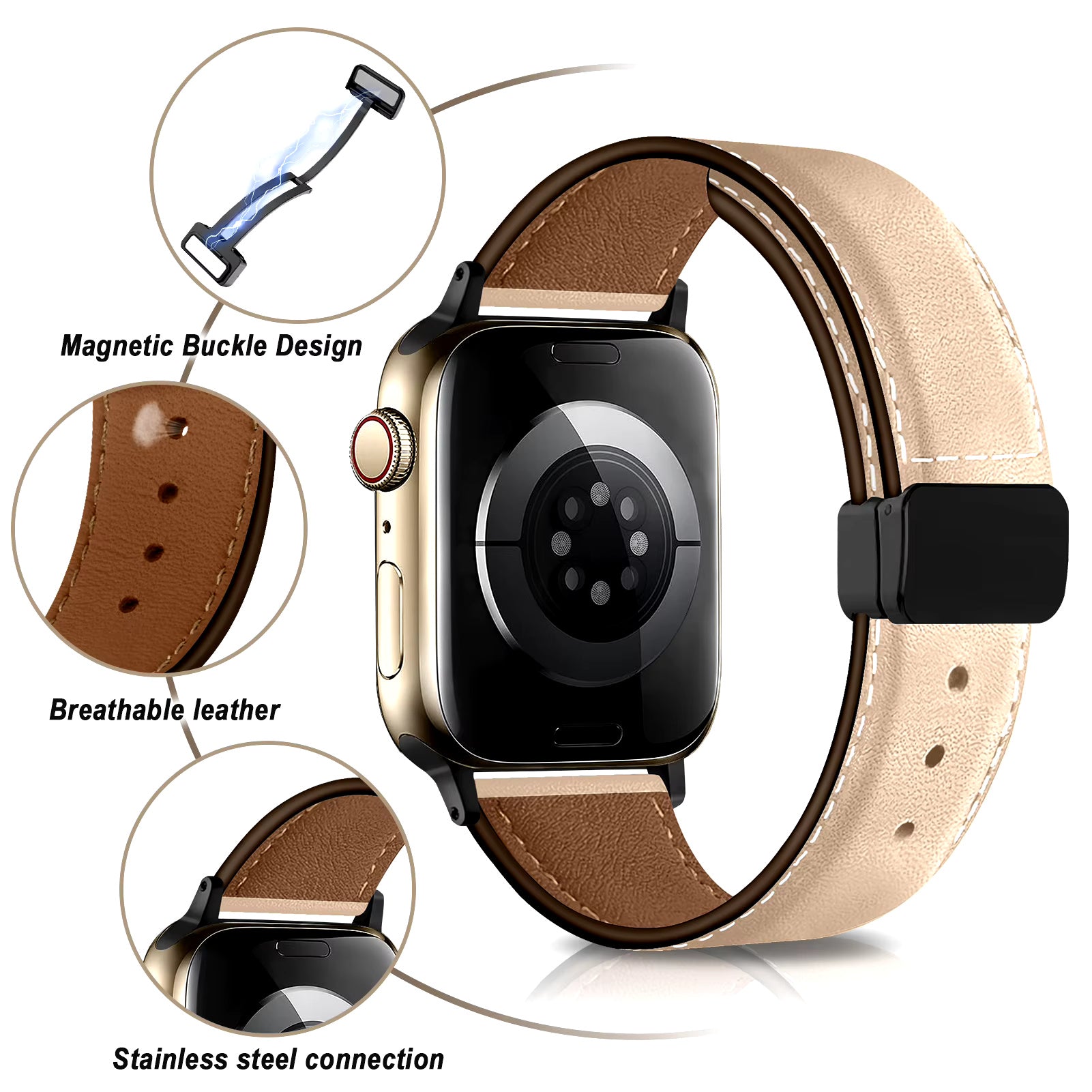 Classic Leather Bracelet with Magnetic Clasp - Adjustable Wristband for Men & Women - Perfect for Casual Wear, Gifts & Everyday Fashion Accessories
